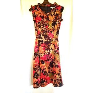 NEW Amelia NY Floral Chiffon Dress Size 2  knee length wedding Fall romantic